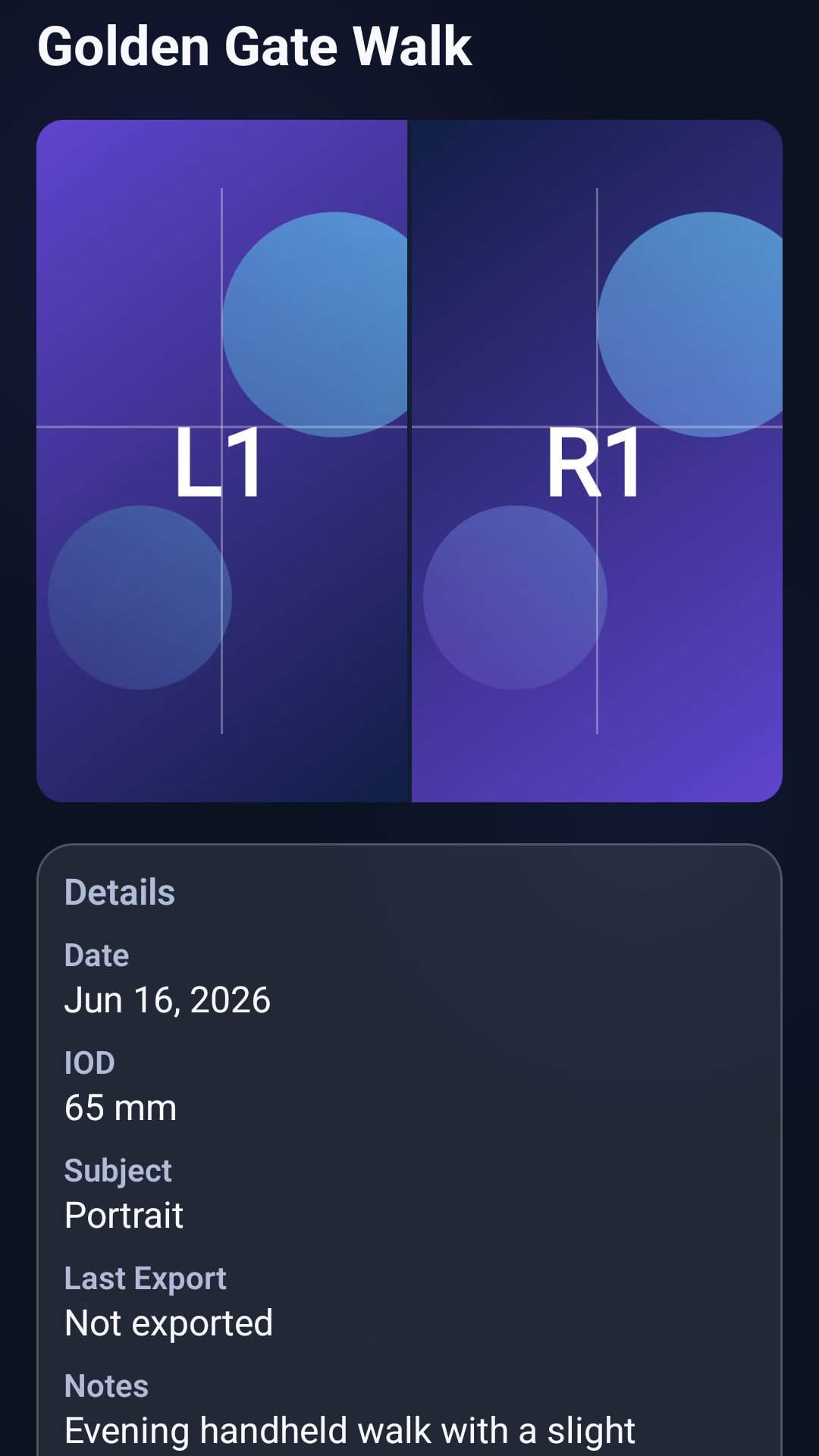 Stereo project detail screen