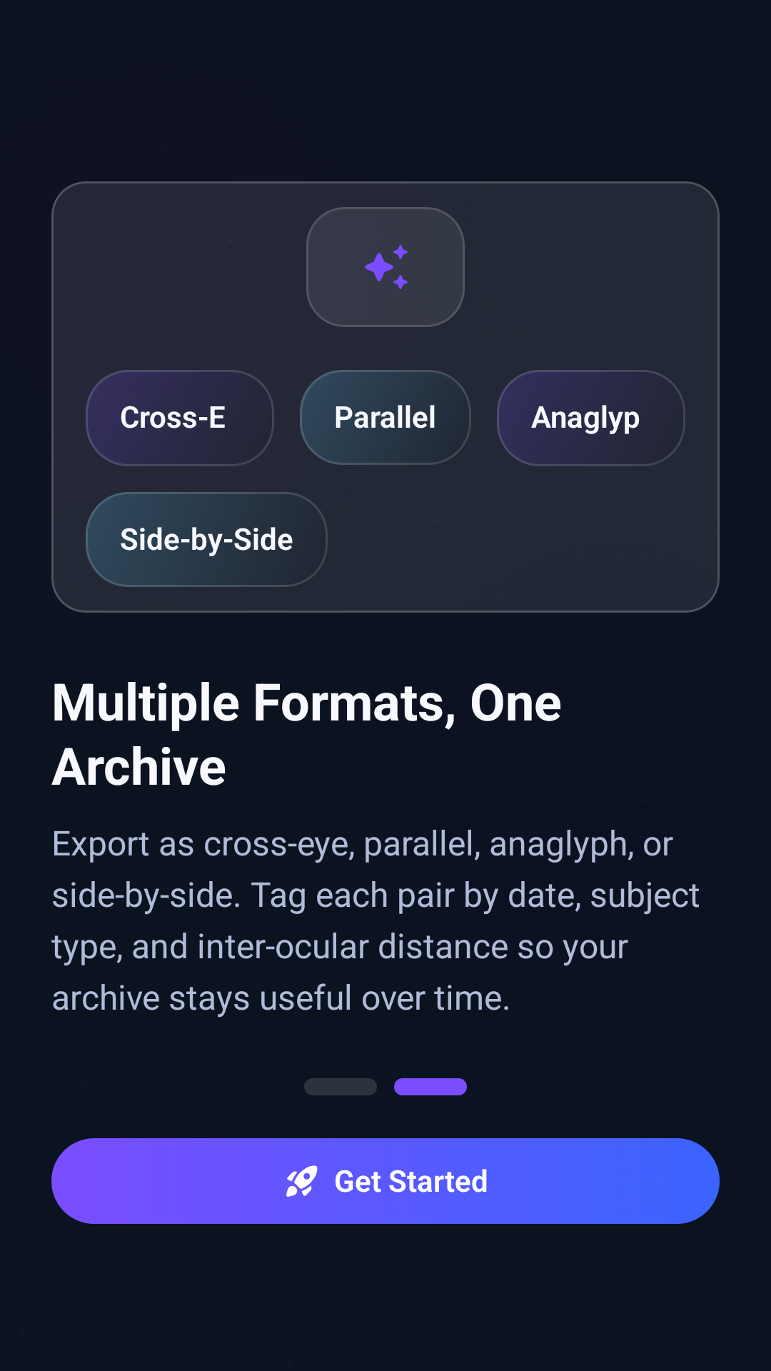 Export format onboarding screen